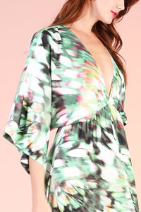 Digital Floral Kimono Maxi Dress