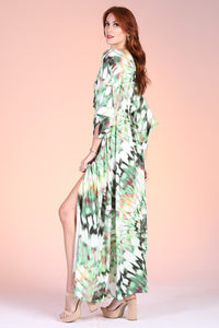 Digital Floral Kimono Maxi Dress