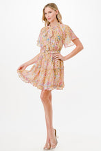 Load image into Gallery viewer, Floral Print Mini Dress with Belt