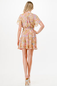 Floral Print Mini Dress with Belt