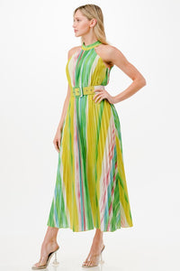 Multi Color Pleated Midi Dress