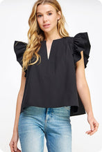 Load image into Gallery viewer, Flutter Ruffle Sleeve Poplin Top