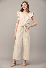 Load image into Gallery viewer, Ruffle Detail Faux Leather Jumpsuit