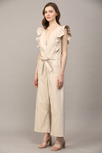 Load image into Gallery viewer, Ruffle Detail Faux Leather Jumpsuit