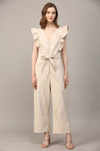 Load image into Gallery viewer, Ruffle Detail Faux Leather Jumpsuit