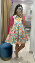 Load image into Gallery viewer, Floral Poplin Sequin Puffy Sleeves Dress