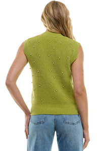 Lime Pearls Knitted Vest