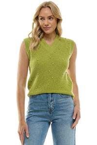 Lime Pearls Knitted Vest