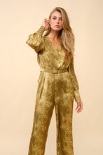 Load image into Gallery viewer, Acid Wash Satin Belted Jumpsuit