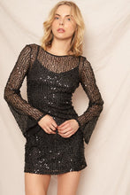 Load image into Gallery viewer, Bell Sleeve Sequin Mini Dress