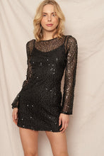 Load image into Gallery viewer, Bell Sleeve Sequin Mini Dress