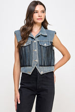 Load image into Gallery viewer, Sleeveless Mesh Denim Jacket Vest