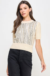 Sequin Knit Sweater Top