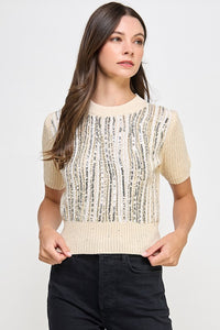 Sequin Knit Sweater Top