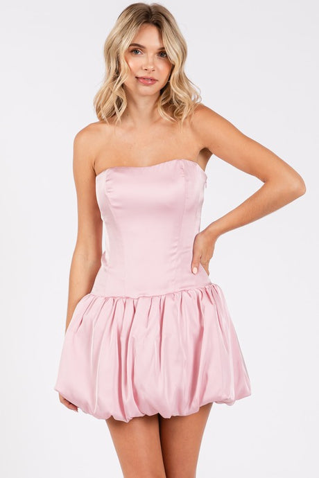 Satin Laced Back Bubble Dress