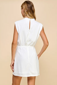 Draped Cowl Neck Side Twist Dress