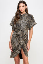 Load image into Gallery viewer, Ruched Waist Sequin Animal Print Dress