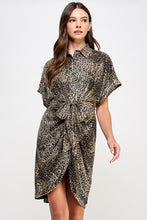 Load image into Gallery viewer, Ruched Waist Sequin Animal Print Dress