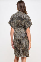 Load image into Gallery viewer, Ruched Waist Sequin Animal Print Dress