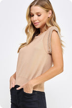 Load image into Gallery viewer, Pearl Trim Sleeveless Sweater Top