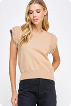 Load image into Gallery viewer, Pearl Trim Sleeveless Sweater Top