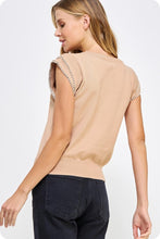 Load image into Gallery viewer, Pearl Trim Sleeveless Sweater Top