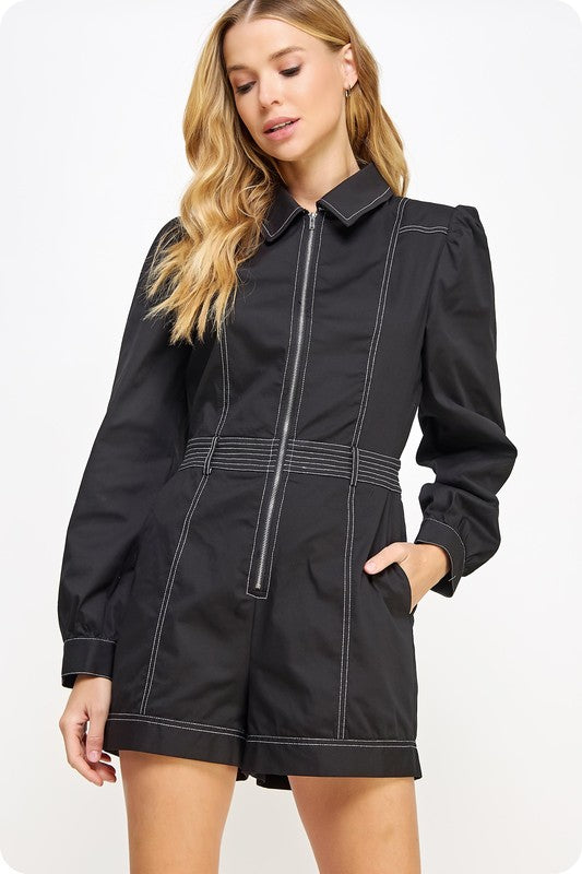 Stitched Long Sleeve Romper