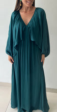 Load image into Gallery viewer, Shirred Satin Balloon Sleeve Maxi Dress