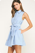 Load image into Gallery viewer, Contrast Top Stitch Mini Shirt Dress