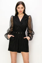 Load image into Gallery viewer, Organza Bubble Sleeves Blazer Romper