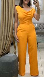 Tangerine Asymmetric Sleeve Top-SET