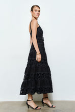 Load image into Gallery viewer, Belted Tiered Cutout-lace Midi Dress