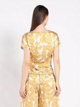 Load image into Gallery viewer, GRACIA-Floral Satin Wrap Top &amp; Pant Set