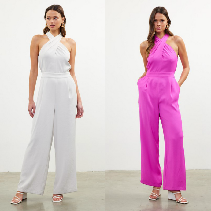 Halter Cross Neck Jumpsuit