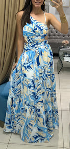 Cut Out Printed Maxi Dress