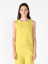 Load image into Gallery viewer, GRACIA-Crew Neck Sleeveless Side GoldenButton Design Top &amp; Pant Set