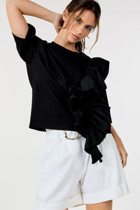 Asymmetric Ruffle T shirt