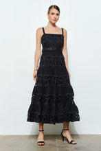 Load image into Gallery viewer, Belted Tiered Cutout-lace Midi Dress