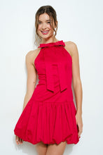 Load image into Gallery viewer, Sleeveless Bow Neck Bubble Hem Mini Dress