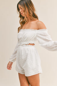 Off shoulder Eyelet Cutout Romper