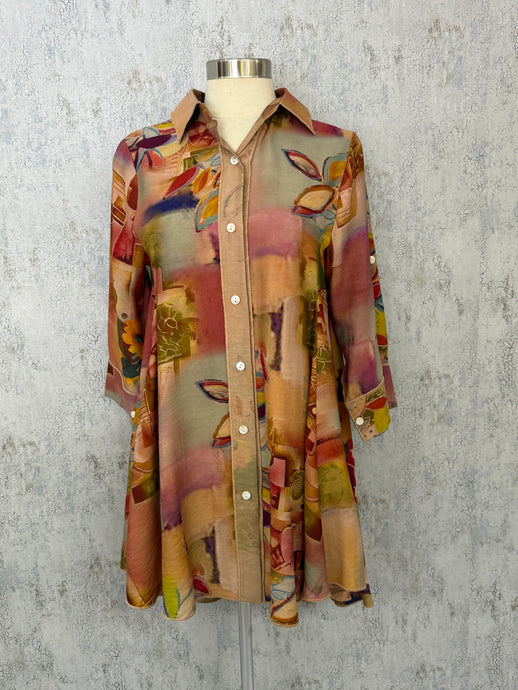 RADZOLI-Abstract Floral Tunic Top