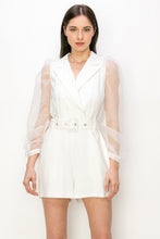 Load image into Gallery viewer, Organza Bubble Sleeves Blazer Romper