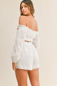 Off shoulder Eyelet Cutout Romper