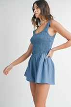 Load image into Gallery viewer, Smocked Corset Denim Romper