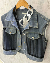 Load image into Gallery viewer, Sleeveless Mesh Denim Jacket Vest