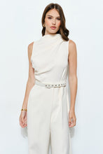 Load image into Gallery viewer, Asymmetric Draped Belted Sleeveless Jumpsuit