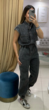 Load image into Gallery viewer, High Neck Sleeveless Denim Jumpsuit