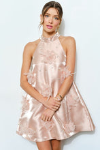 Load image into Gallery viewer, Satin Rhinestone Embellished Floral Mini Dress