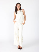 Load image into Gallery viewer, GRACIA-Crew Neck Sleeveless Side GoldenButton Design Top &amp; Pant Set