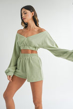 Load image into Gallery viewer, Off Shoulder Sweater Matching Short Set